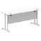 Impulse 1600mm Slim Rectangular Desk, Silver Cantilever Leg, White