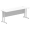 Impulse 1800mm Slim Rectangular Desk, Silver Cantilever Leg, White