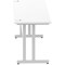 Impulse 1800mm Slim Rectangular Desk, Silver Cantilever Leg, White
