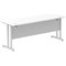 Impulse 1800mm Slim Rectangular Desk, Silver Cantilever Leg, White