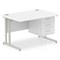 Impulse 1200mm Rectangular Office Desk With Fixed 3 Drawer Pedestal, Silver Cantilever Leg, White