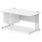 Impulse 1400mm Rectangular Office Desk With Fixed 3 Drawer Pedestal, Silver Cantilever Leg, White