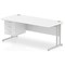 Impulse 1800mm Rectangular Office Desk With Fixed 3 Drawer Pedestal, Silver Cantilever Leg, White