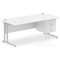 Impulse 1800mm Rectangular Office Desk With Fixed 3 Drawer Pedestal, Silver Cantilever Leg, White