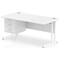 Impulse 1600mm Rectangular Office Desk With Fixed 3 Drawer Pedestal, White Cantilever Leg, White