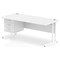 Impulse 1800mm Rectangular Office Desk With Fixed 3 Drawer Pedestal, White Cantilever Leg, White