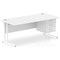 Impulse 1800mm Rectangular Office Desk With Fixed 3 Drawer Pedestal, White Cantilever Leg, White