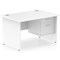 Impulse 1200mm Rectangular Desk With 2 Drawer Fixed Pedestal, Panel End Leg, White