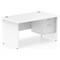 Impulse 1400mm Rectangular Desk With 2 Drawer Fixed Pedestal, Panel End Leg, White