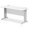Impulse 1400mm Slim Rectangular Desk, Silver Cable Managed Leg, White