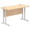 Impulse 1200mm Slim Rectangular Desk, Silver Cantilever Leg, Maple