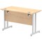 Impulse 1200mm Slim Rectangular Desk, Silver Cantilever Leg, Maple