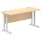 Impulse 1400mm Slim Rectangular Desk, Silver Cantilever Leg, Maple