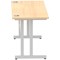 Impulse 1400mm Slim Rectangular Desk, Silver Cantilever Leg, Maple