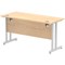 Impulse 1400mm Slim Rectangular Desk, Silver Cantilever Leg, Maple