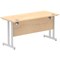 Impulse 1400mm Slim Rectangular Desk, Silver Cantilever Leg, Maple