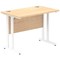 Impulse 1000mm Slim Rectangular Desk, White Cantilever Leg, Maple
