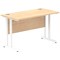 Impulse 1200mm Slim Rectangular Desk, White Cantilever Leg, Maple