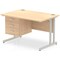 Impulse 1200mm Rectangular Office Desk With Fixed 3 Drawer Pedestal, Silver Cantilever Leg, Maple