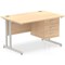 Impulse 1200mm Rectangular Office Desk With Fixed 3 Drawer Pedestal, Silver Cantilever Leg, Maple