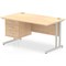 Impulse 1400mm Rectangular Office Desk With Fixed 3 Drawer Pedestal, Silver Cantilever Leg, Maple