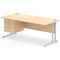 Impulse 1800mm Rectangular Office Desk With Fixed 3 Drawer Pedestal, Silver Cantilever Leg, Maple