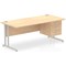 Impulse 1800mm Rectangular Office Desk With Fixed 3 Drawer Pedestal, Silver Cantilever Leg, Maple