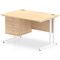 Impulse 1200mm Rectangular Office Desk With Fixed 3 Drawer Pedestal, White Cantilever Leg, Maple