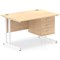 Impulse 1200mm Rectangular Office Desk With Fixed 3 Drawer Pedestal, White Cantilever Leg, Maple