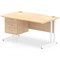 Impulse 1400mm Rectangular Office Desk With Fixed 3 Drawer Pedestal, White Cantilever Leg, Maple