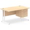Impulse 1400mm Rectangular Office Desk With Fixed 3 Drawer Pedestal, White Cantilever Leg, Maple