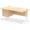 Impulse 1600mm Rectangular Office Desk With Fixed 3 Drawer Pedestal, White Cantilever Leg, Maple