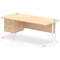 Impulse 1800mm Rectangular Office Desk With Fixed 3 Drawer Pedestal, White Cantilever Leg, Maple