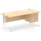Impulse 1800mm Rectangular Office Desk With Fixed 3 Drawer Pedestal, White Cantilever Leg, Maple