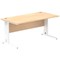 Impulse 1600mm Rectangular Desk, White Cable Managed Leg, Maple