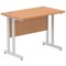 Impulse 1000mm Slim Rectangular Desk, Silver Cantilever Leg, Oak