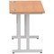 Impulse 1000mm Slim Rectangular Desk, Silver Cantilever Leg, Oak