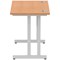Impulse 1000mm Slim Rectangular Desk, Silver Cantilever Leg, Oak