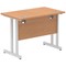Impulse 1000mm Slim Rectangular Desk, Silver Cantilever Leg, Oak