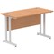 Impulse 1200mm Slim Rectangular Desk, Silver Cantilever Leg, Oak