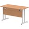 Impulse 1200mm Slim Rectangular Desk, Silver Cantilever Leg, Oak