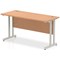 Impulse 1400mm Slim Rectangular Desk, Silver Cantilever Leg, Oak