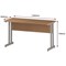 Impulse 1400mm Slim Rectangular Desk, Silver Cantilever Leg, Oak