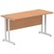 Impulse 1400mm Slim Rectangular Desk, Silver Cantilever Leg, Oak