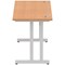 Impulse 1400mm Slim Rectangular Desk, Silver Cantilever Leg, Oak