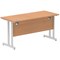 Impulse 1400mm Slim Rectangular Desk, Silver Cantilever Leg, Oak