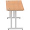 Impulse 1600mm Slim Rectangular Desk, Silver Cantilever Leg, Oak