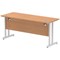 Impulse 1600mm Slim Rectangular Desk, Silver Cantilever Leg, Oak
