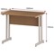 Impulse 1000mm Slim Rectangular Desk, White Cantilever Leg, Oak