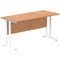 Impulse 1400mm Slim Rectangular Desk, White Cantilever Leg, Oak